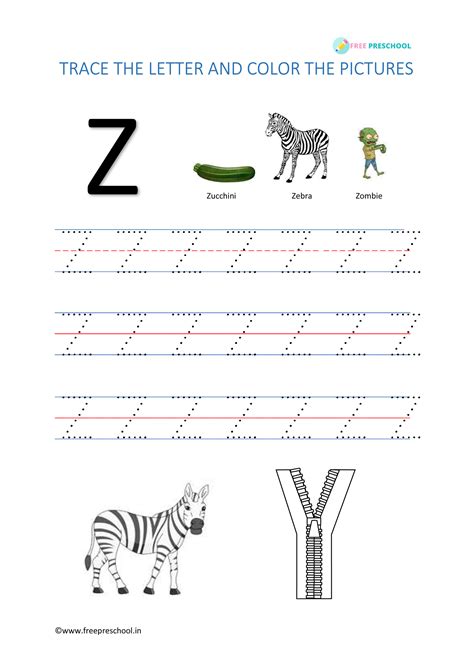 alphabet tracing letter zz  preschool