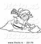 Outline Snow Coloring Vector Shoveling Cartoon Woman Chores Royalty Stock sketch template