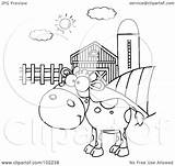 Calf Spotted Outlined Pasture Barn Silo Royalty Clipart Illustration Toon Hit Rf sketch template
