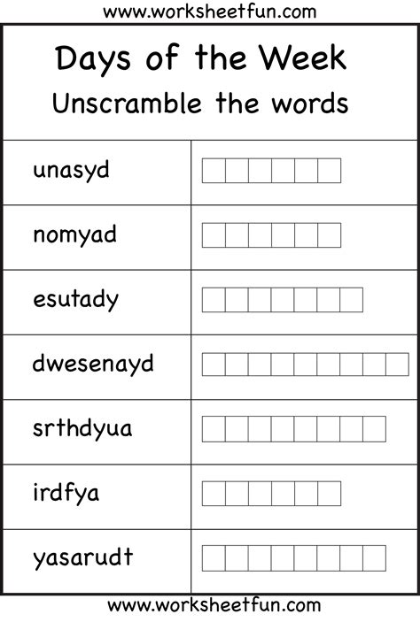 days   week worksheets  acirc ordf eval wita lembar kerja bahasa