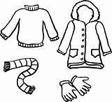 Clothes Coloring Winter Clipart Kids Pages Coat Drawing Scarf Clothing Cliparts Women Para Scarves Colouring Printable Clip Coloured Color Colorear sketch template