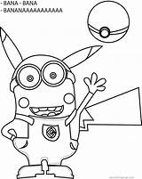Coloring Pokemon Minion Pikachu Banana Pages Wecoloringpage Cartoon sketch template