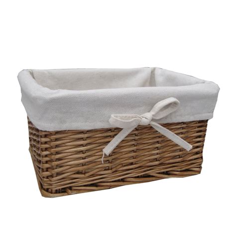 buy small natural lined wicker storage basket   basket company