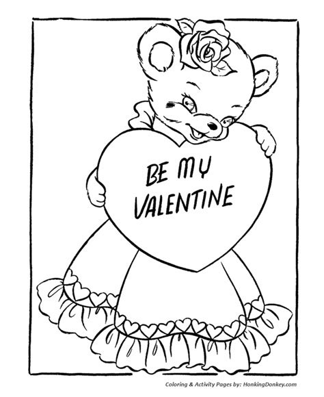 valentines day cards coloring pages cute bear card valentine card