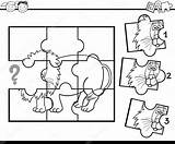 Jigsaw Coloring Animal Game Stock Illustration Depositphotos Izakowski sketch template