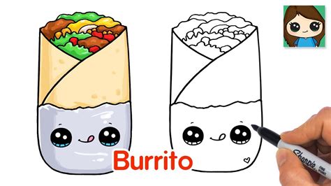 draw  burrito easy cute food art youtube