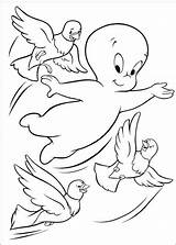 Casper Coloring Ghost Friendly Pages Color Halloween Cartoon Visit Bird Fun Kids sketch template