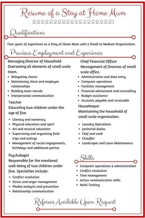 resume samples  moms returning  workforce resume template