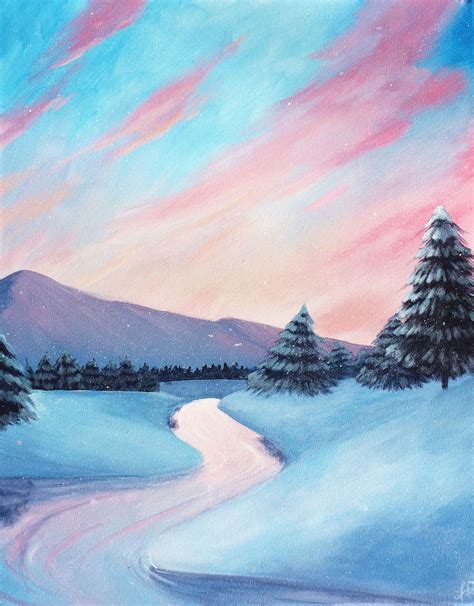 inxin winter wonderland acrylic painting etsy   winter