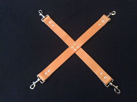 tan leather bondage slave hog tie hogtie 4 way connector bdsm