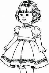 Coloring Girl Doll Pages American Cute Kids sketch template