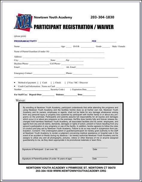 printable sports registration form template form resume examples