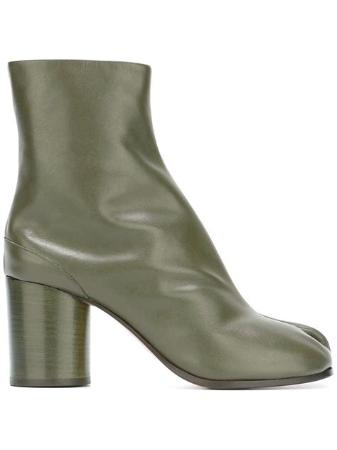 maison margiela tabi leather ankle boots  green lyst