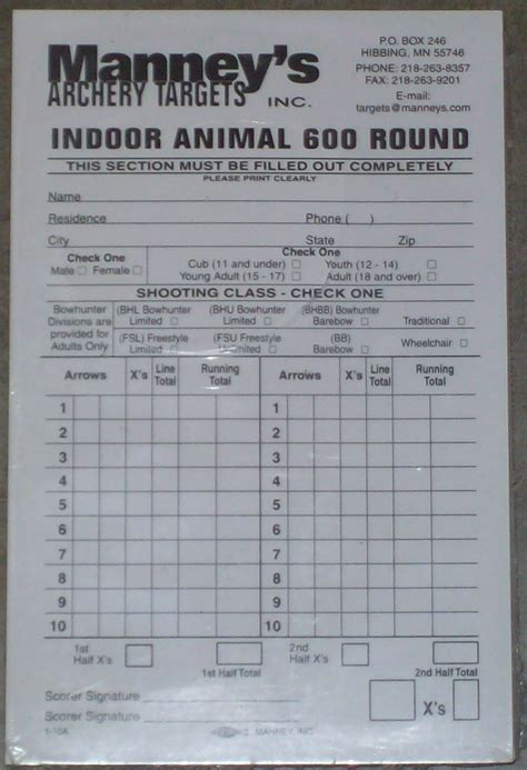 archery scoring card submited images