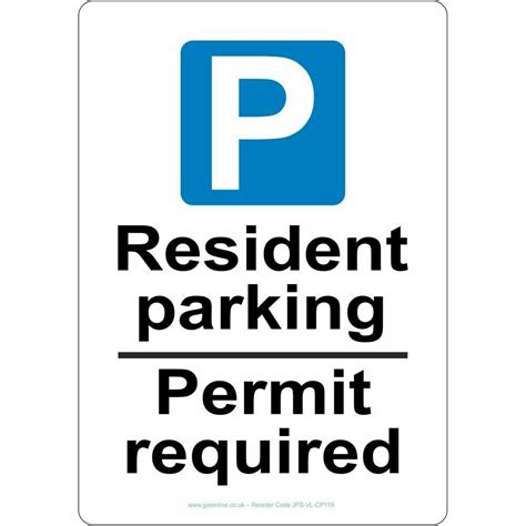 resident parking permit required sign jps