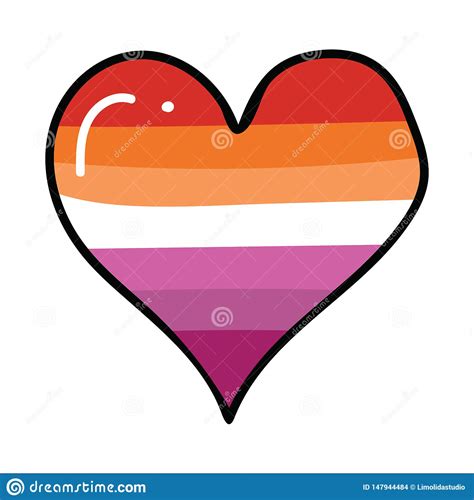 cute lesbian pride flag heart cartoon illustration motif set hand