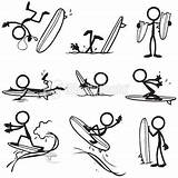 Stick Figure Stickman Coloring People Surfing Drawing Figures Pages Surf Drawings Cartoon Clipart Man Doodle Vector Stock Tattoo Cards Illustration sketch template