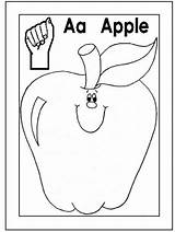 Language Sign Alphabet Coloring Pages Letter Apple Asl Printables Sheets Ice Templates Colors Preschool Letters Kids American Chart Book Farm sketch template