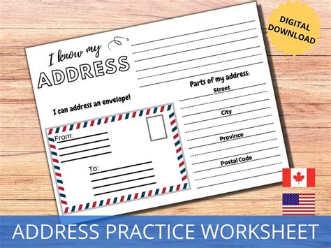 address practice worksheet learn  address kids address etsy