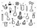Chemistry Doodles Drawing Flasks Set Flask Chemical Drawn Hand Getdrawings Shutterstock Vector Stock sketch template