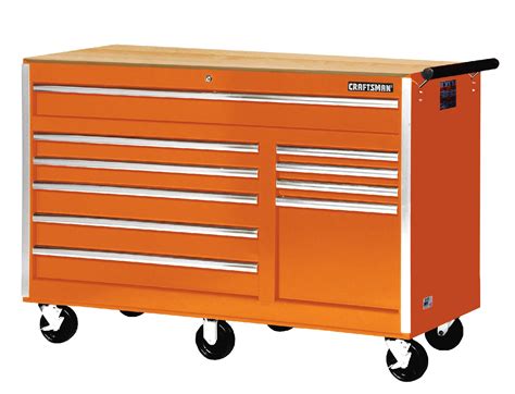 craftsman   drawer rolling cabinet  hard wood top  orange shop