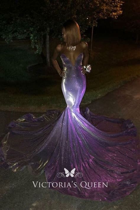 amazing shiny purple stretchy glitter mermaid long train prom dress longpromdresses prom girl