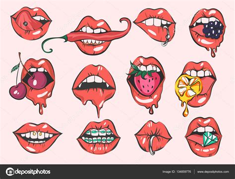 pop art sexy lips vector set stock illustration by ©zatrar121212 gmail