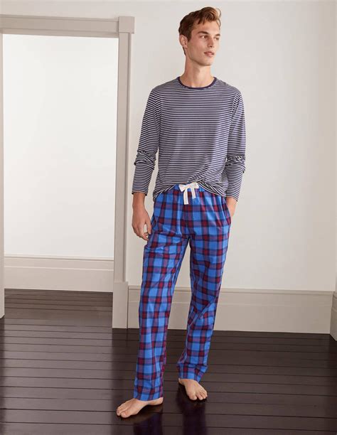 loungewear pyjamas homme bas de pyjama en popeline de coton carreaux bleu printanierrose