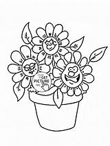 Cartoon Flowers Flower Coloring Funny Pages Kids Printables Colouring Wuppsy Tags Find sketch template