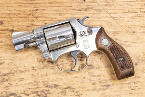 smith wesson model   special nickel plated revolver  wood