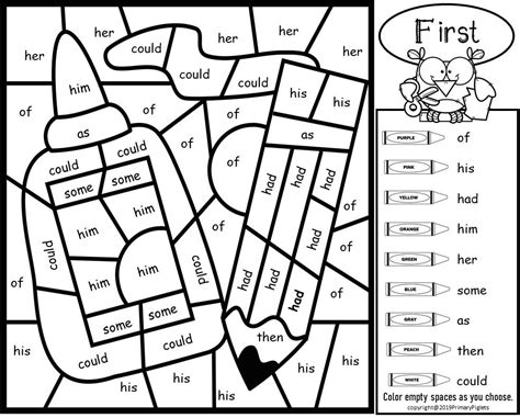 color  sight word coloring pages coloring home