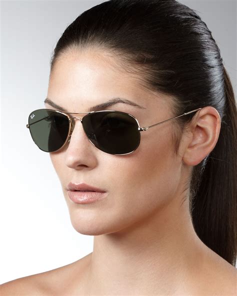 ray ban aviator sunglasses in gold lyst