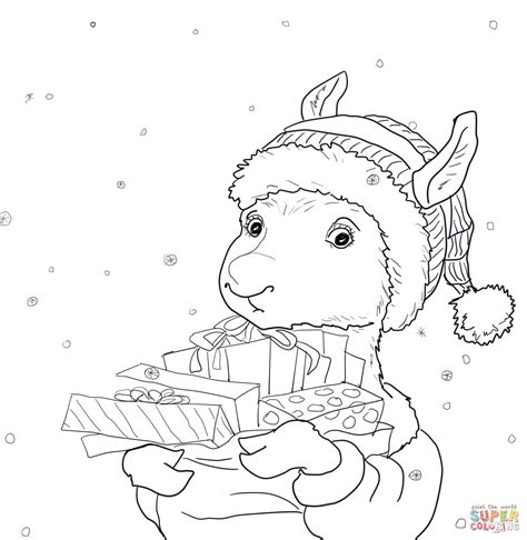 cute llama pages coloring pages