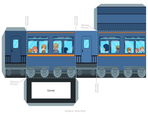 customize   printable train passenger car paper craft paper
