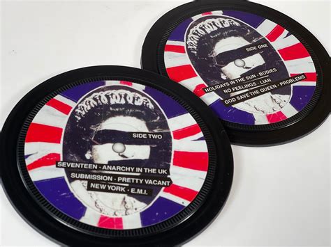 Set Of 2 Sex Pistols Vinyl Record Label Coasters Never Mind Etsy