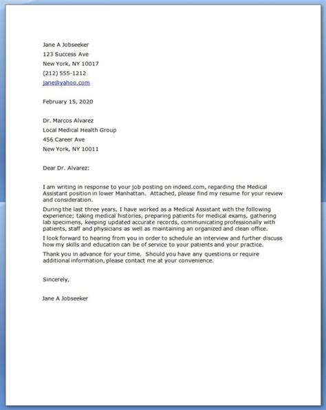medical assistant cover letter resume downloads cover letter