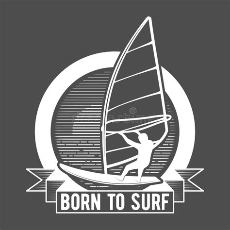 windsurfing badge  logo stock vector illustration  sign