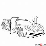 Koenigsegg Agera Draw Step Sketchok Oman Supercars Vehicles sketch template