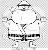 Shrugging Chubby Careless Ninja Man Outlined Coloring Clipart Vector Cartoon Cory Thoman sketch template