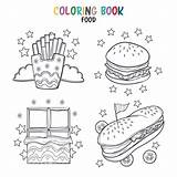 Coloring Fast Food Vector sketch template