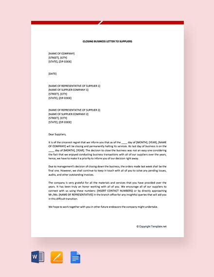 letter  closing  business template word google docs