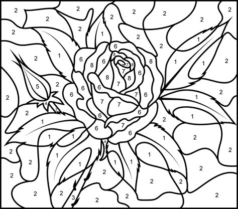 rose color  number page rose coloring coloring home