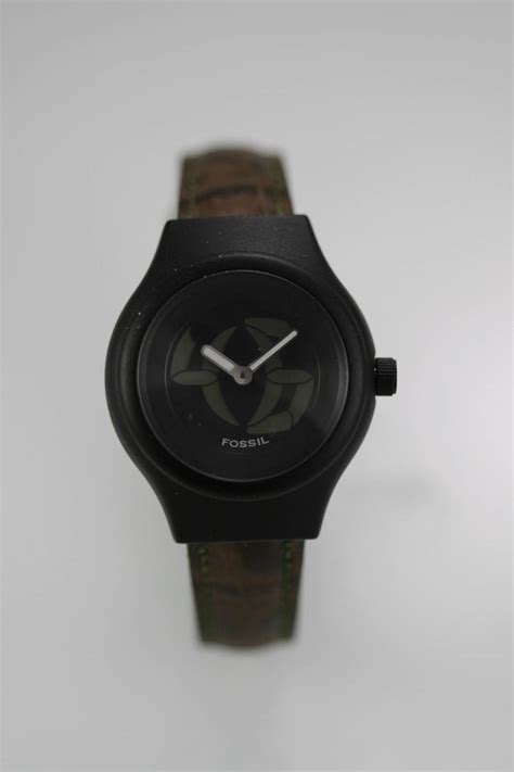 fossil watch women big tic black stainless leather brown water resist