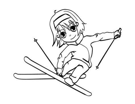 girl skiing coloring page coloring sky