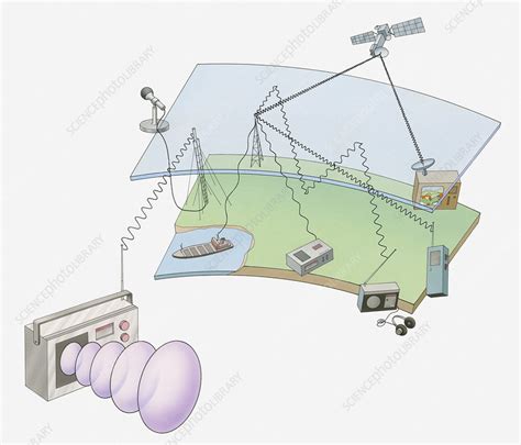 sources  radio waves illustration stock image