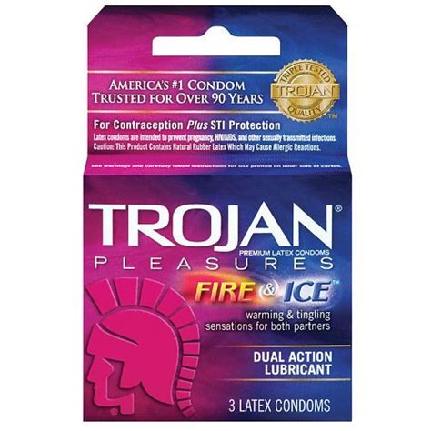 Pm 96003 Trojan Pleasures Fire And Ice Condoms 3 Pack