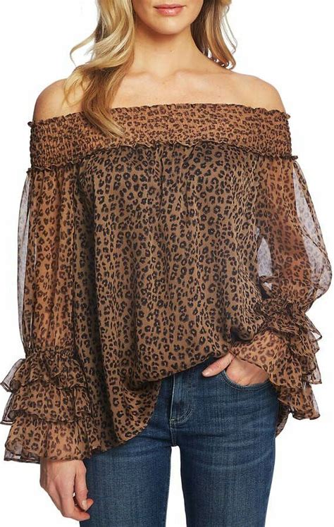 leopard print   shoulder ruffle blouse   leopard print blouse fashion blouses