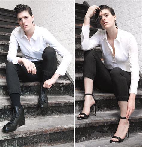 man or woman androgynous model poses as both to challenge gender