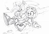Sonamy Sonic Hedgehog sketch template