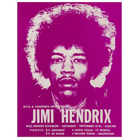 Jimi Hendrix Original Vintage Concert Handbill Poster Ft Worth Texas